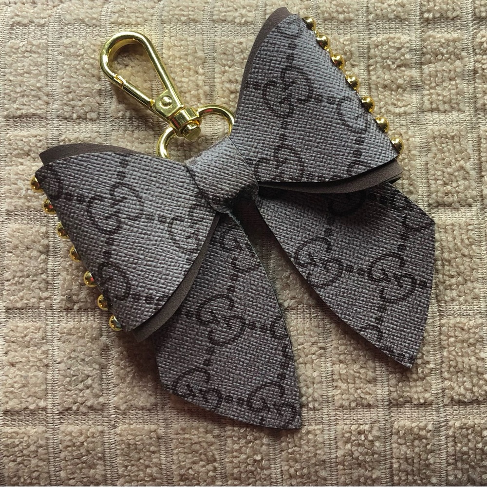 Large studded keychain bow